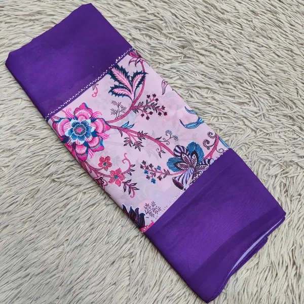 Chiffon Double Pattern Hijabs with Stone Work |HJ08